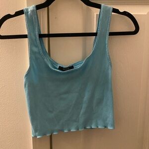 Blue Ribbed Tank Top